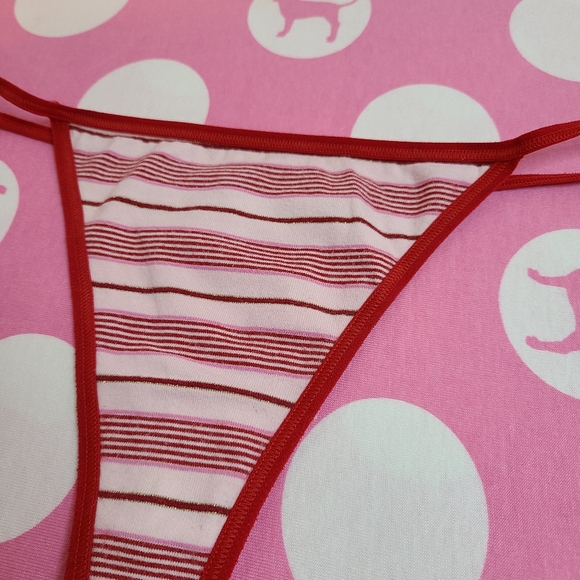 Rare VTG VS PINK Graphic Cotton Low Rise V-string Thong Panty Size Lg - Picture 2 of 6